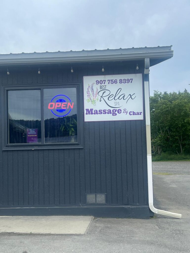 Best Relax Spa mainbusiness sign in Homer, Alaska
