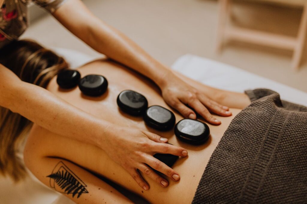Hot stone therapy treatment for deep muscle relaxation